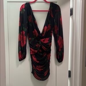 ASOS Black and Red Floral Mini Dress